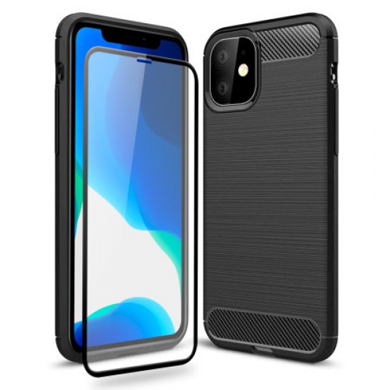 Olixar Sentinel iPhone 11 Case & Glass Screen Protector - Black