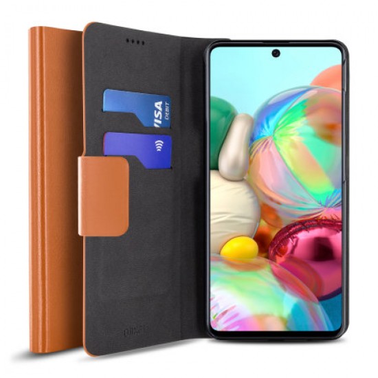 Olixar Leather-Style Samsung Galaxy A71 Wallet Stand Case - Brown