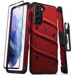 Zizo Bolt Samsung Galaxy S21 Tough Case & Screen Protector - Red