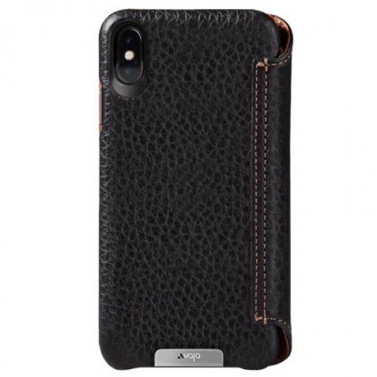 Vaja Wallet LP iPhone XS Max Premium Leather Case - Black / Tan