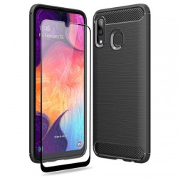 Olixar Sentinel Samsung A30s Case & Glass Screen Protector - Black