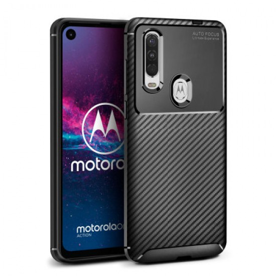 Olixar Carbon Fibre Motorola One Action Case - Black