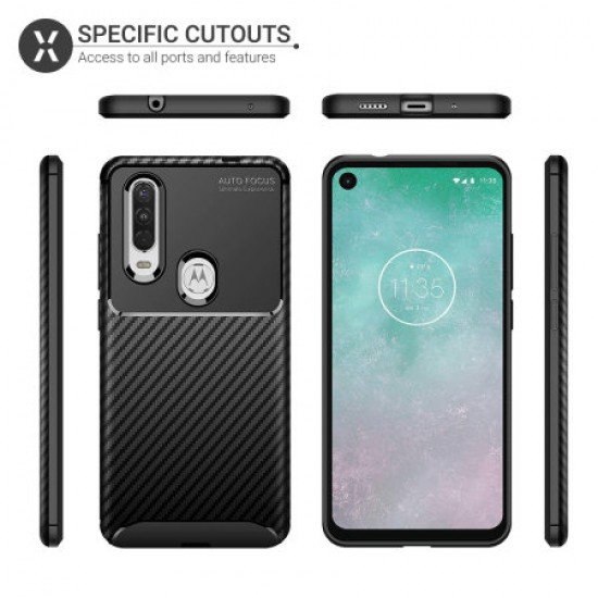 Olixar Carbon Fibre Motorola One Action Case - Black