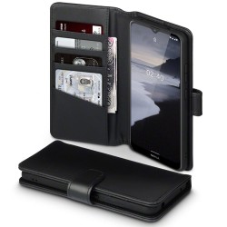 Terrapin Nokia 2.4 Real Leather Wallet Case - Black