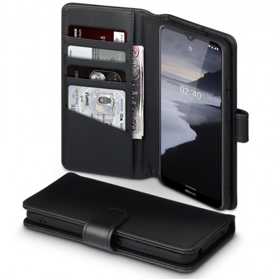 Terrapin Nokia 2.4 Real Leather Wallet Case - Black