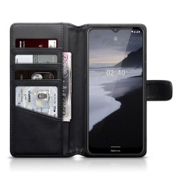 Terrapin Nokia 2.4 Real Leather Wallet Case - Black