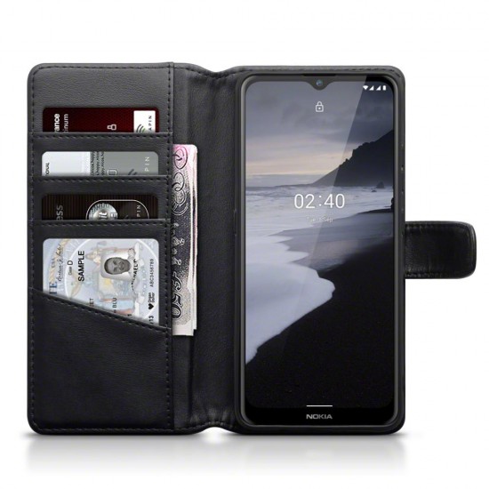 Terrapin Nokia 2.4 Real Leather Wallet Case - Black