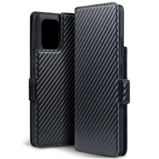 Terrapin Samsung Galaxy A91 Low Profile PU Leather Wallet Case - Black Carbon Fi Terrapin Samsung Galaxy A91 Low Profile PU Leather Wallet Case - Black Carbon Fi