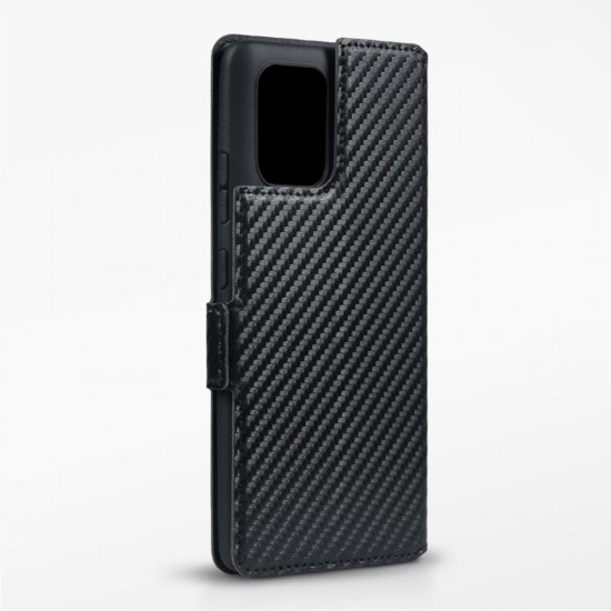 Terrapin Samsung Galaxy A91 Low Profile PU Leather Wallet Case - Black Carbon Fi Terrapin Samsung Galaxy A91 Low Profile PU Leather Wallet Case - Black Carbon Fi