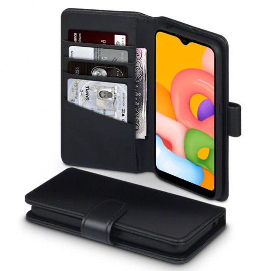 Terrapin Real Leather Wallet Case for Samsung Galaxy A01 - Black
