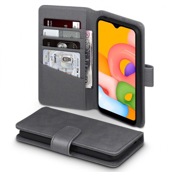 Terrapin Real Leather Wallet Case for Samsung Galaxy A01 - Grey