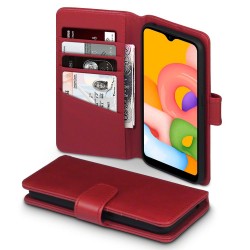 Terrapin Real Leather Wallet Case for Samsung Galaxy A01 - Red