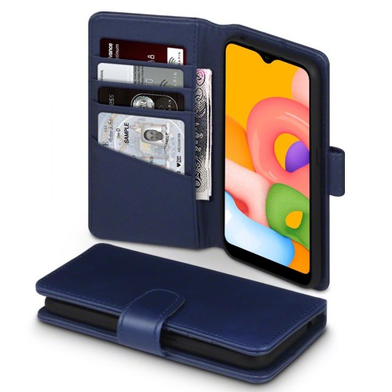 Terrapin Real Leather Wallet Case for Samsung Galaxy A01 - Blue