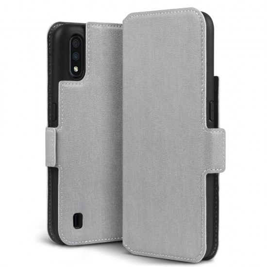 Terrapin Samsung Galaxy A01 Low Profile PU Leather Wallet Case - Grey Terrapin Samsung Galaxy A01 Low Profile PU Leather Wallet Case - Grey