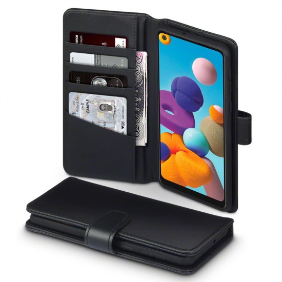 Terrapin Samsung Galaxy A21 - Real Leather Wallet Case - Black Terrapin Samsung Galaxy A21 - Real Leather Wallet Case - Black