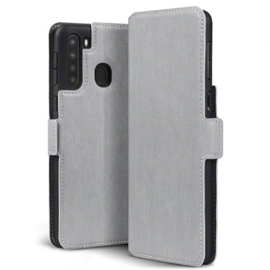 Terrapin Low Profile PU Leather Wallet Case for Samsung Galaxy A21 - Grey Terrapin Low Profile PU Leather Wallet Case for Samsung Galaxy A21 - Grey