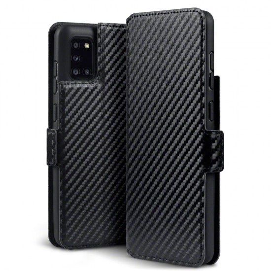Terrapin Samsung Galaxy A31 Low Profile PU Leather Wallet Case - Black Carbon Fi Terrapin Samsung Galaxy A31 Low Profile PU Leather Wallet Case - Black Carbon Fi