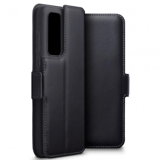 Terrapin Huawei P40 Low Profile Genuine Leather Stand Wallet - Black