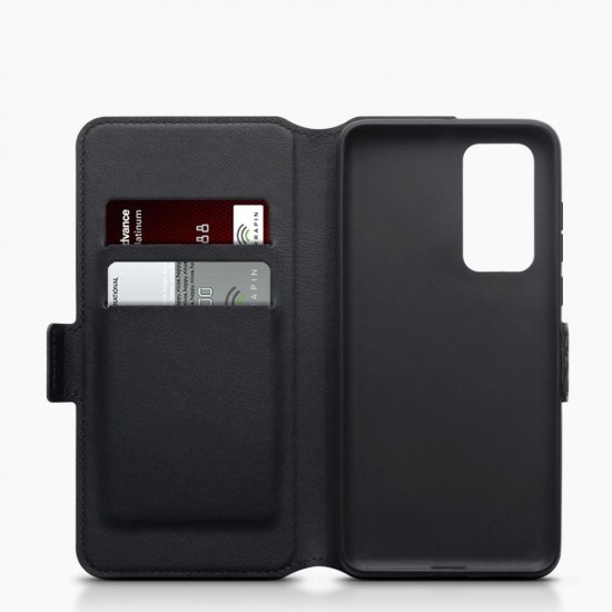 Terrapin Huawei P40 Low Profile PU Leather Wallet Case - Black Carbon Fibre Text