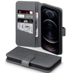 Terrapin iPhone 12 Pro Max Real Leather Wallet Case - Grey
