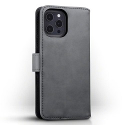Terrapin iPhone 12 Pro Max Real Leather Wallet Case - Grey