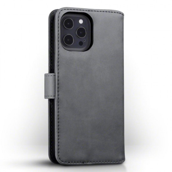 Terrapin iPhone 12 Pro Max Real Leather Wallet Case - Grey