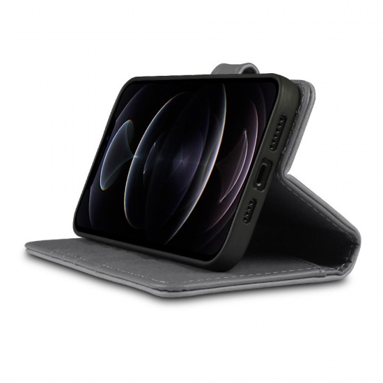 Terrapin iPhone 12 Pro Max Real Leather Wallet Case - Grey