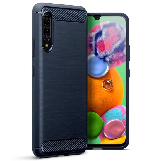 Terrapin Samsung Galaxy A90 5G Carbon Fibre Design TPU Gel Case - Blue Terrapin Samsung Galaxy A90 5G Carbon Fibre Design TPU Gel Case - Blue