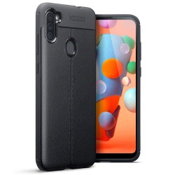 Terrapin Samsung Galaxy A11 Leather Texture TPU Gel Case - Black