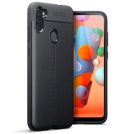 Terrapin Samsung Galaxy A11 Leather Texture TPU Gel Case - Black Terrapin Samsung Galaxy A11 Leather Texture TPU Gel Case - Black