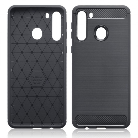 Terrapin Samsung Galaxy A21 Carbon Fibre Effect TPU Gel Case - Black Terrapin Samsung Galaxy A21 Carbon Fibre Effect TPU Gel Case - Black