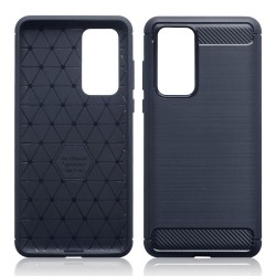 Terrapin Huawei P40 Carbon Fibre Brushed Effect TPU Gel Case - Dark Blue