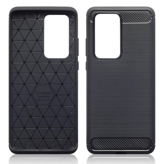 Terrapin Huawei P40 Pro Carbon Fibre Brushed Effect TPU Gel Case - Black Terrapin Huawei P40 Pro Carbon Fibre Brushed Effect TPU Gel Case - Black