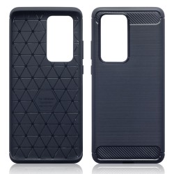 Terrapin Huawei P40 Pro Carbon Fibre Brushed Effect TPU Gel Case - Dark Blue