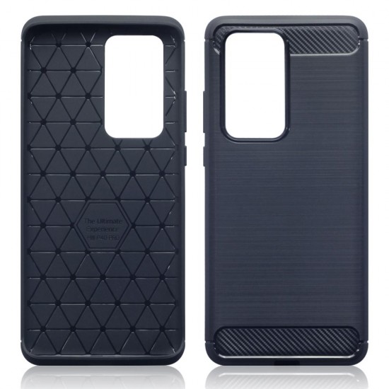 Terrapin Huawei P40 Pro Carbon Fibre Brushed Effect TPU Gel Case - Dark Blue