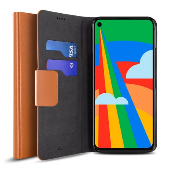 Olixar Leather-Style Google Pixel 5 Wallet Stand Case - Brown
