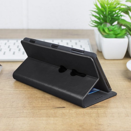 Olixar Leather-Style Sony Xperia XZ2 Wallet Stand Case - Black