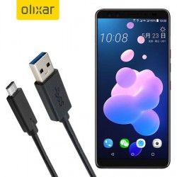 Olixar USB-C HTC U12 Plus Charging Cable - Black 1m
