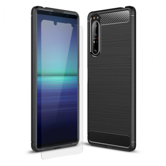 Olixar Sentinel Sony Xperia 5 II Case & Glass Screen Protector - Black