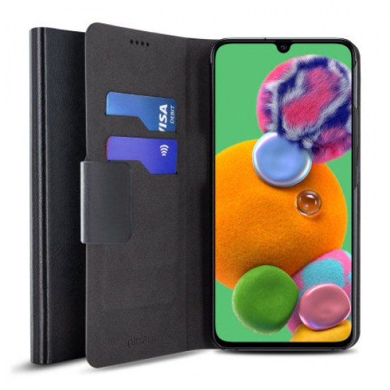 Olixar Leather-Style Samsung A90 5G Wallet Stand Case - Black