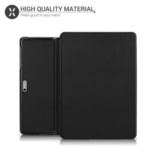 Olixar Leather-style Microsoft Surface Go 2 Folio Stand Case - Black