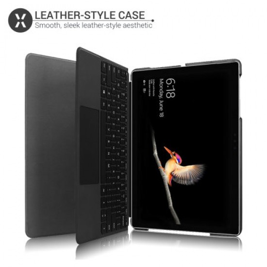 Olixar Leather-style Microsoft Surface Go 2 Folio Stand Case - Black
