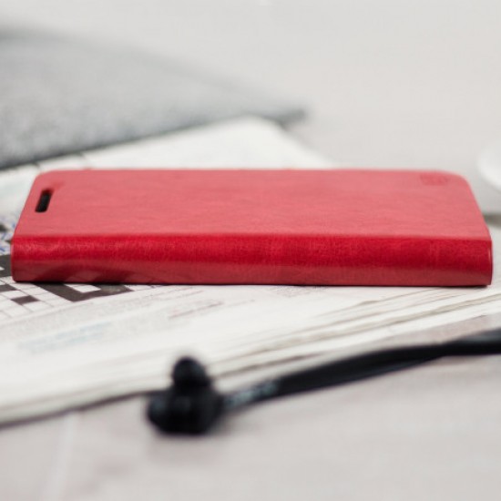 Olixar Leather-Style Moto G4 Plus Wallet Stand Case - Red