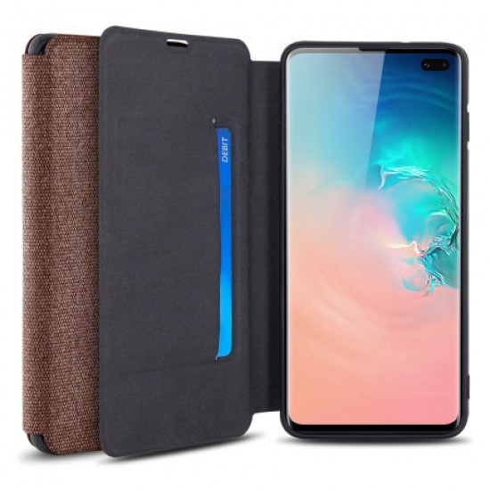 Olixar Canvas Samsung Galaxy S10 Plus Wallet Case - Brown