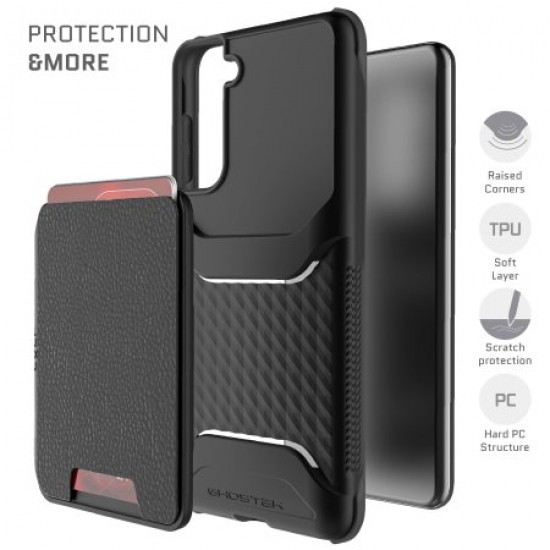 Ghostek Exec 4 Samsung Galaxy S21 Genuine Leather Wallet Case - Black