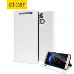 Olixar Leather-Style HTC One M9 Plus Wallet Stand Case - White