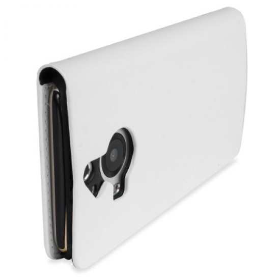 Olixar Leather-Style HTC One M9 Plus Wallet Stand Case - White