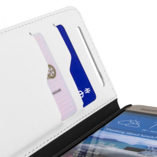 Olixar Leather-Style HTC One M9 Plus Wallet Stand Case - White