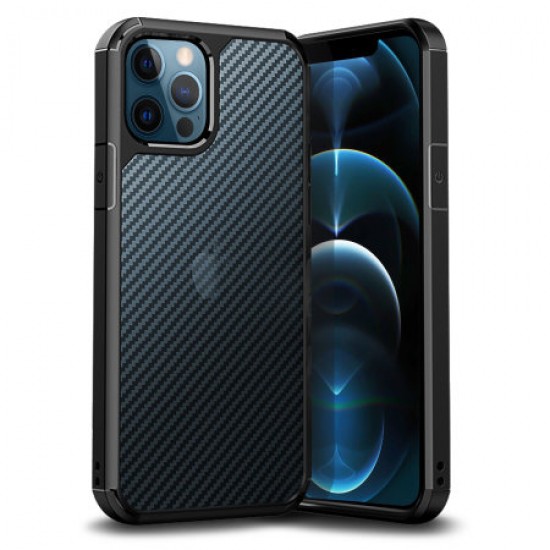 Olixar ExoShield Carbon iPhone 12 Pro Max Bumper Case - Black