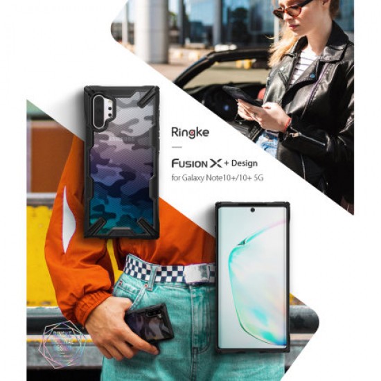 Ringke Fusion X Design Samsung Galaxy Note 10 Plus Case - Camo Black
